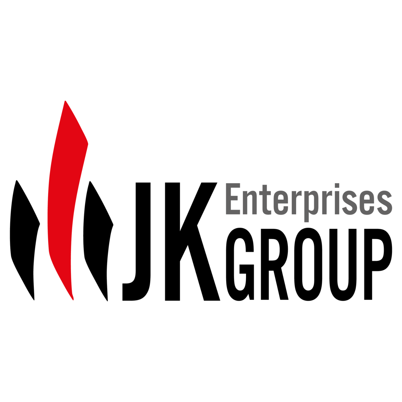 Logo von JK Enterprises Group mit stilisierten roten und schwarzen Elementen.